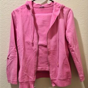 Vibrant Pink Women's Hoodie and Tank Set